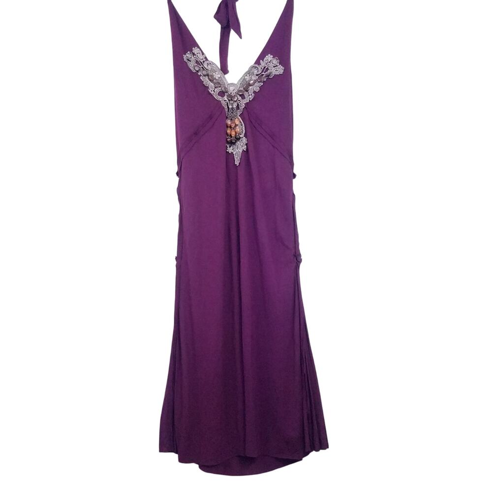 Purple Beaded Embellished Jersey Dress Minimi